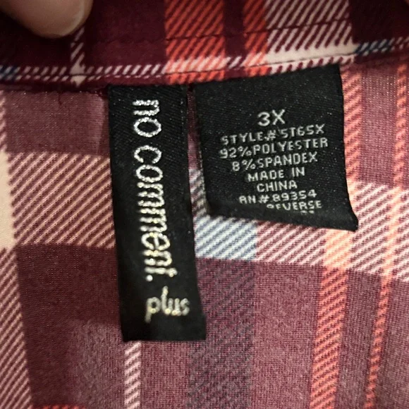 No Comment Red Plaid Button-Up Shirt Dress SZ 3X - Picture 5 of 5